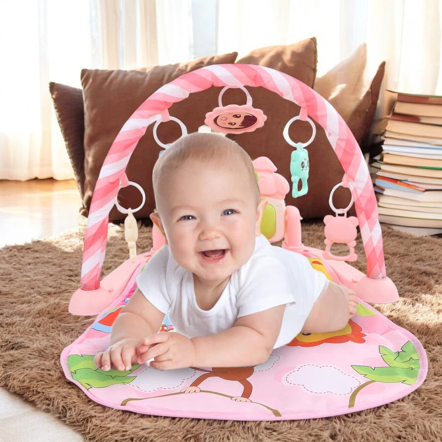 Tapis d’Éveil - KiddoMat™ - Paradis Animalier Rose - Mon Bébé s'Éveille