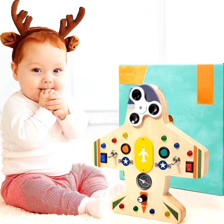 Tableau Montessori - BusyBoardCircuit™ - Aéronef - Mon Bébé s'Éveille