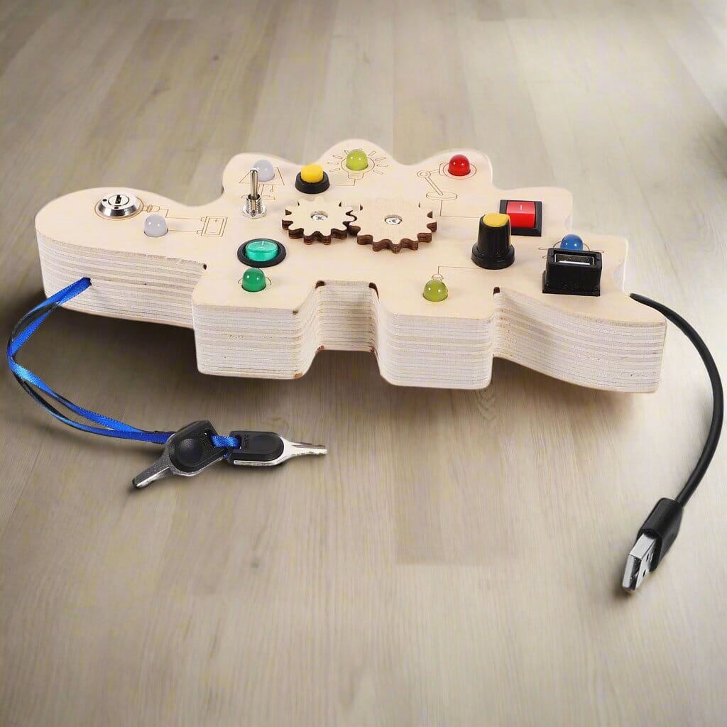 Tableau Montessori - BusyBoardCircuit™ - Dinosaure - Mon Bébé s'Éveille