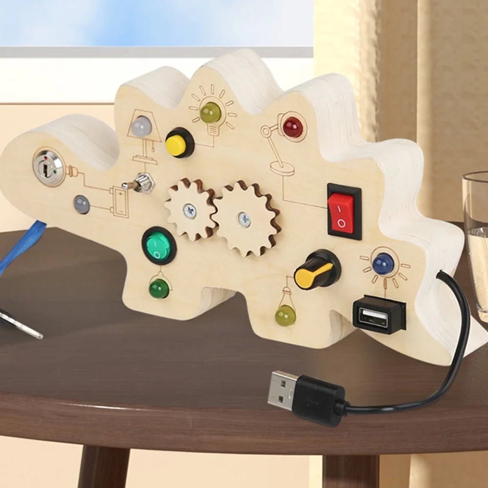 Tableau Montessori - BusyBoardCircuit™ - Dinosaure - Mon Bébé s'Éveille