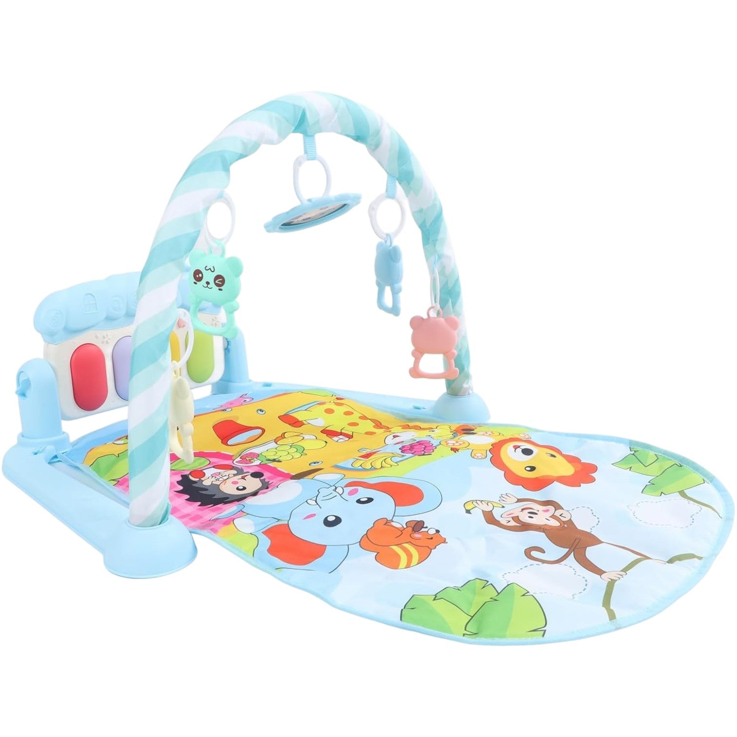Tapis d’Éveil - KiddoMat™ - Paradis Animalier Bleu - Mon Bébé s'Éveille