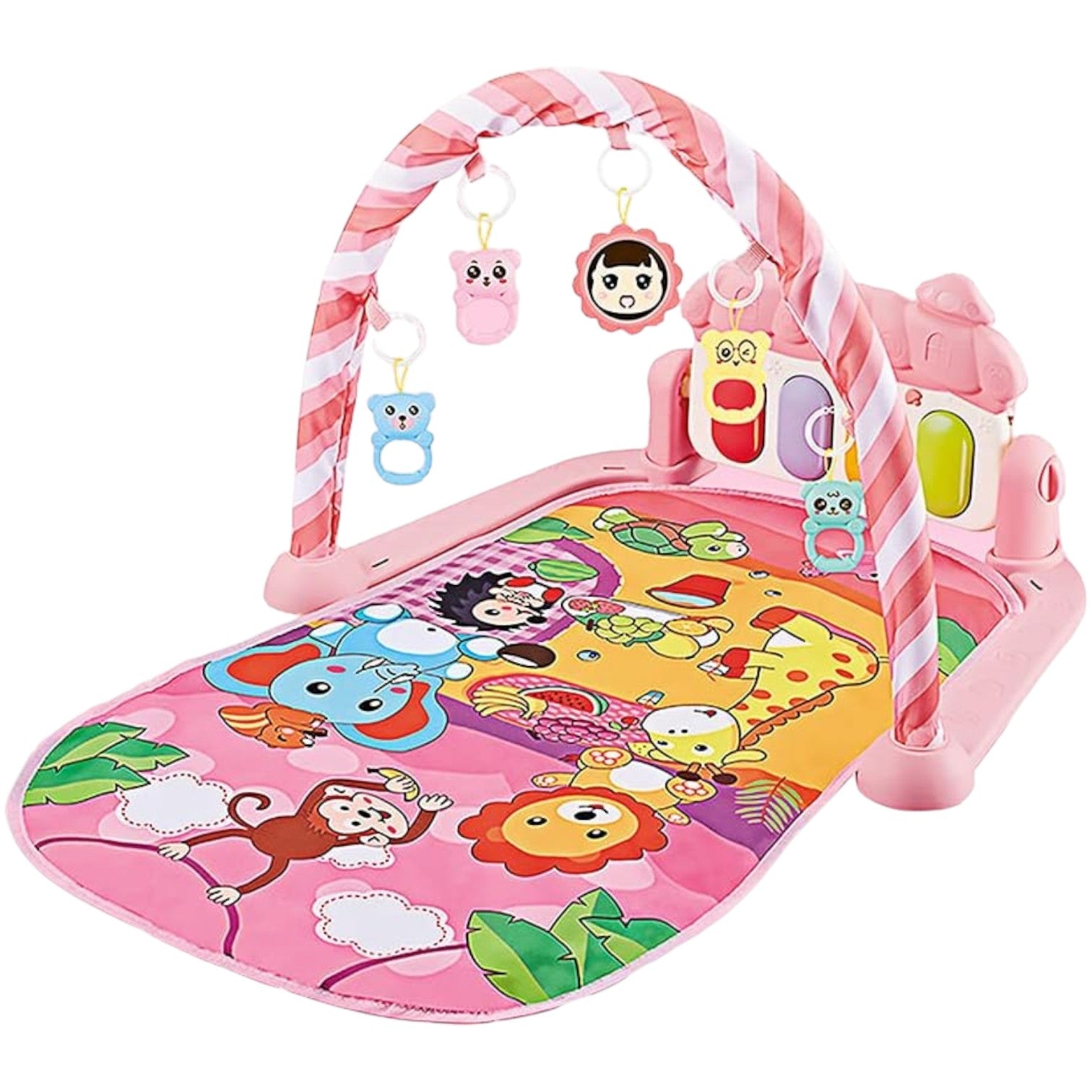 Tapis d’Éveil - KiddoMat™ - Paradis Animalier Rose - Mon Bébé s'Éveille