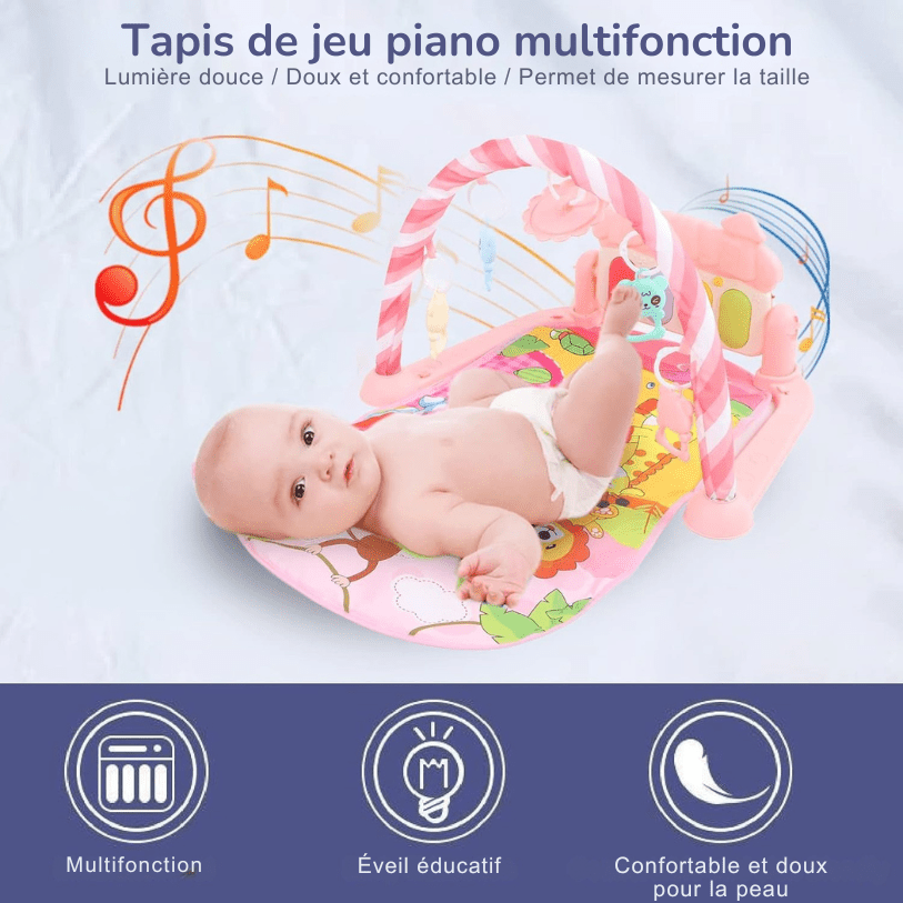 Tapis d’Éveil - KiddoMat™ - Paradis Animalier Rose - Mon Bébé s'Éveille