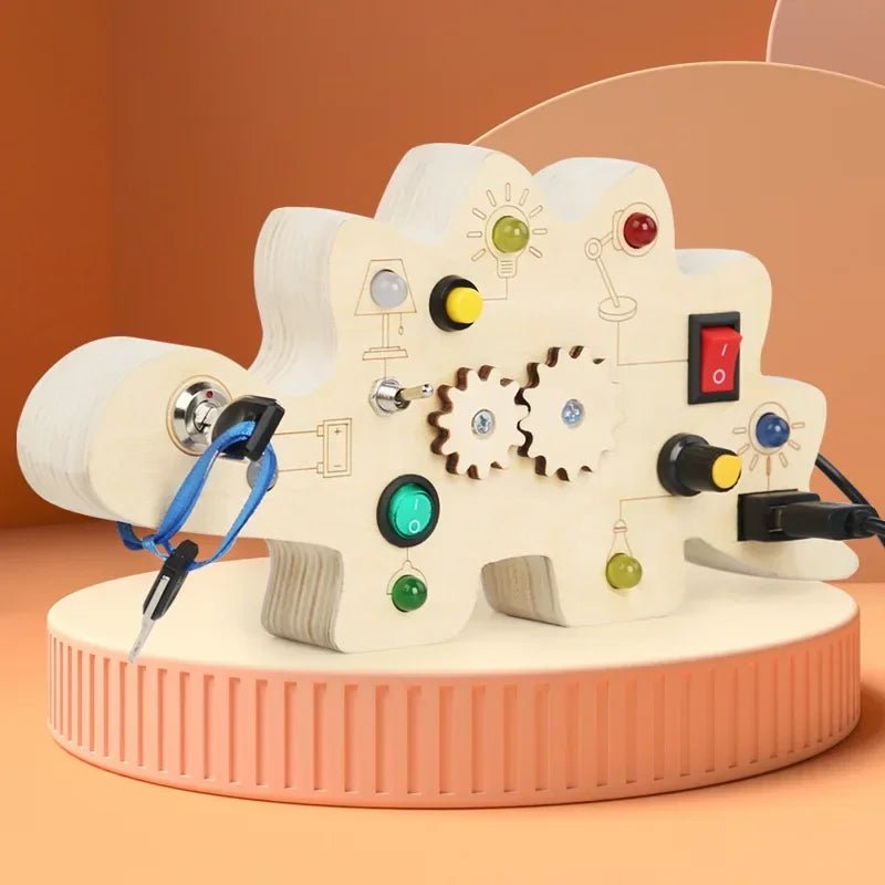 Tableau Montessori - BusyBoardCircuit™ - Dinosaure - Mon Bébé s'Éveille