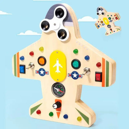 Tableau Montessori - BusyBoardCircuit™ - Aéronef - Mon Bébé s'Éveille