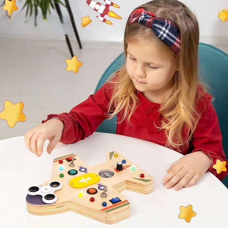 Tableau Montessori - BusyBoardCircuit™ - Aéronef - Mon Bébé s'Éveille
