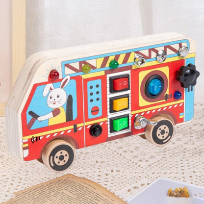 Tableau Montessori - BusyBoardCircuit™ - Autobus scolaire - Mon Bébé s'Éveille